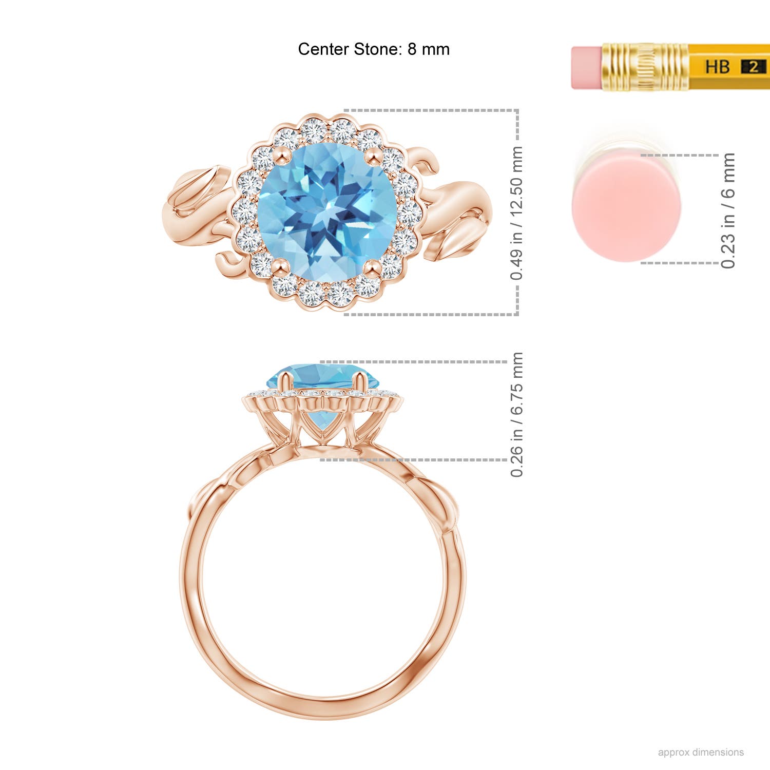 A - Swiss Blue Topaz / 2.85 CT / 14 KT Rose Gold