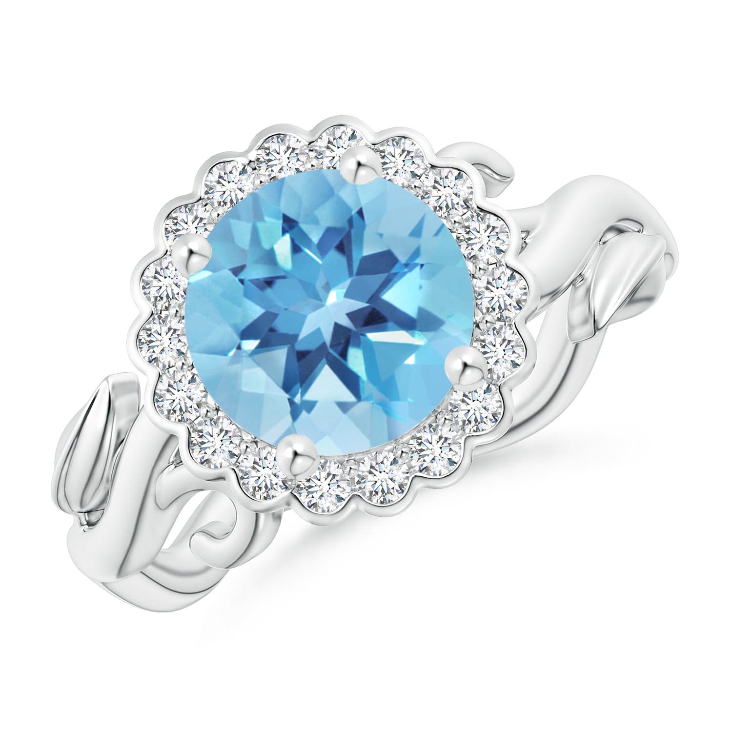 A - Swiss Blue Topaz / 2.85 CT / 14 KT White Gold