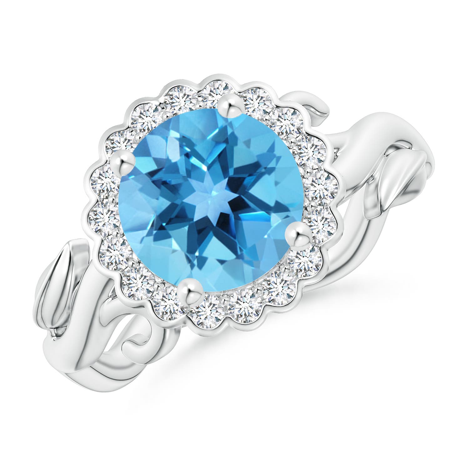 AA - Swiss Blue Topaz / 2.85 CT / 14 KT White Gold