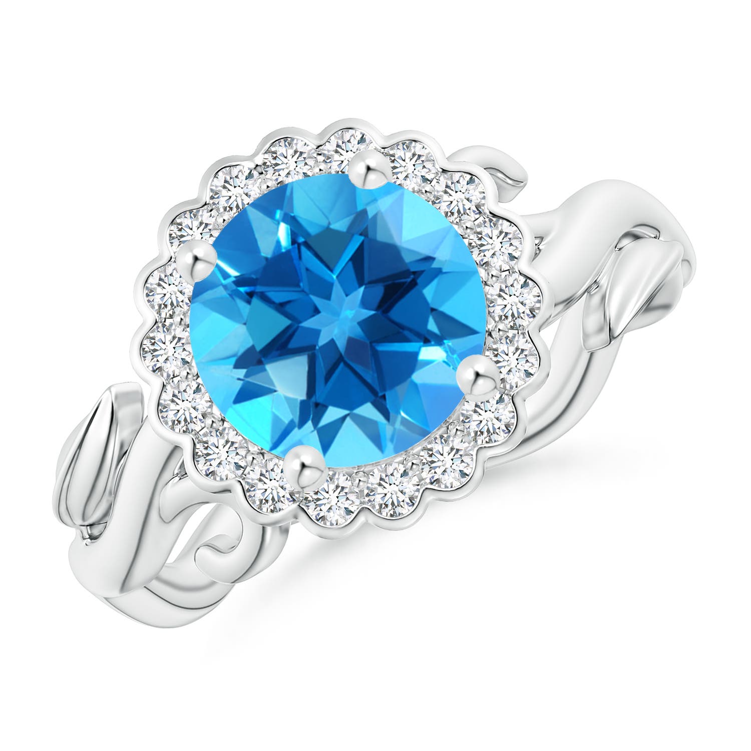 AAAA - Swiss Blue Topaz / 2.85 CT / 14 KT White Gold