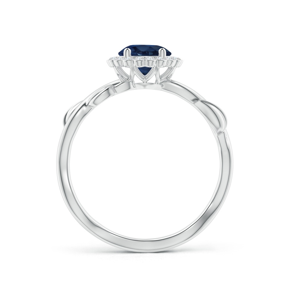 6mm AA Vintage Inspired Sapphire Flower and Vine Ring in White Gold side-1