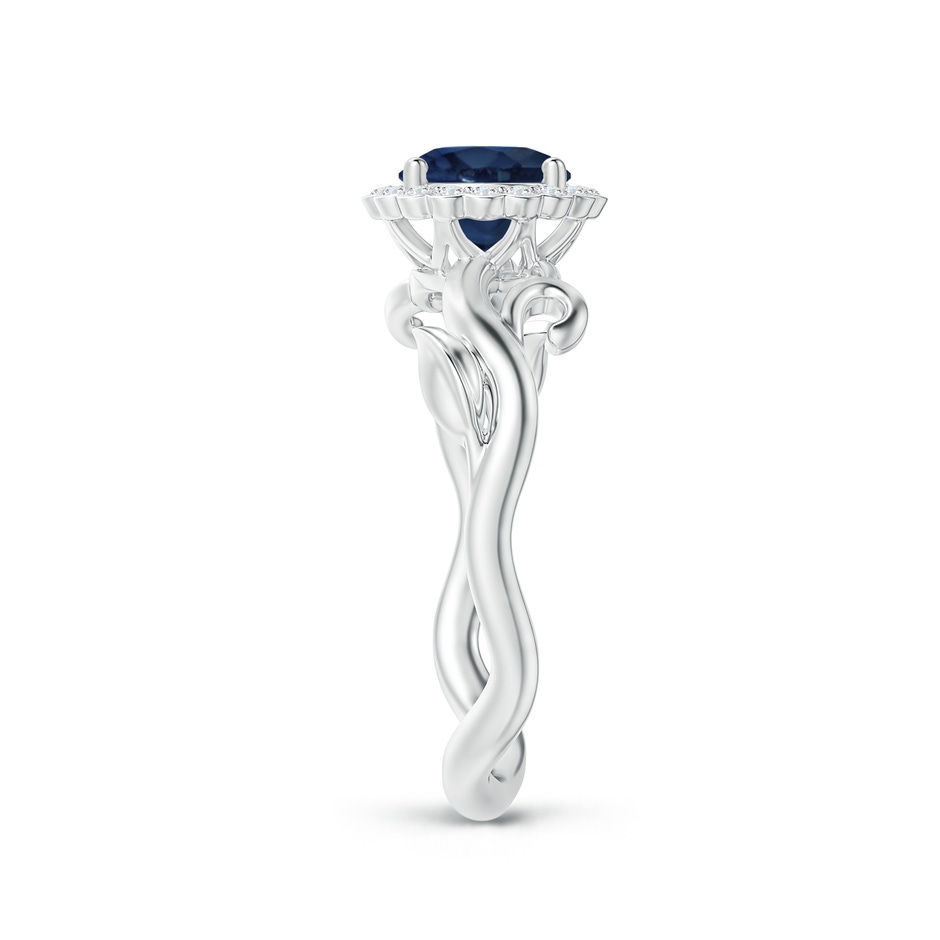 6mm AA Vintage Inspired Sapphire Flower and Vine Ring in White Gold side-2