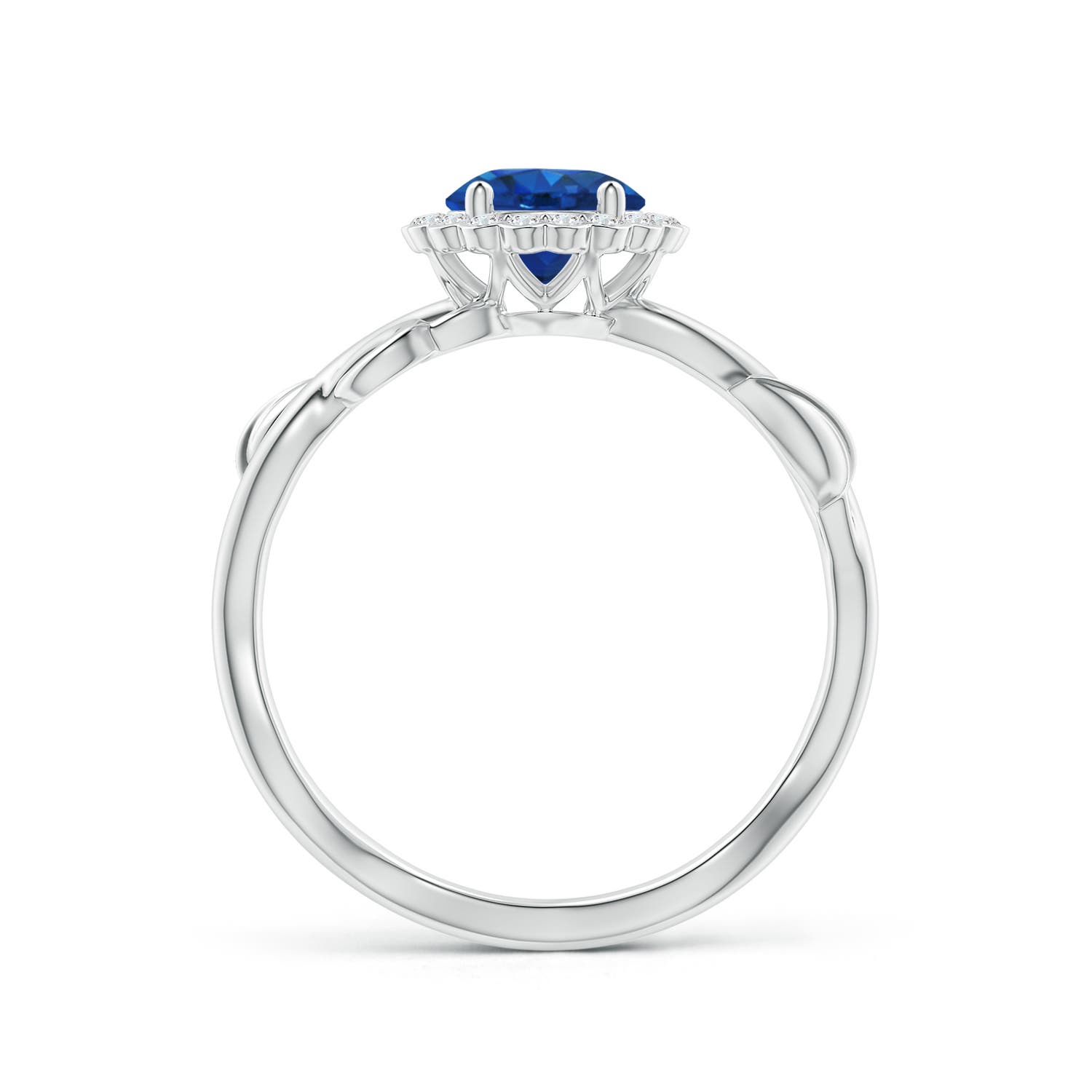 6mm AAA Vintage Inspired Sapphire Flower and Vine Ring in White Gold