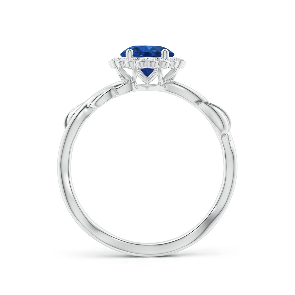 6mm AAA Vintage Inspired Sapphire Flower and Vine Ring in White Gold side-1