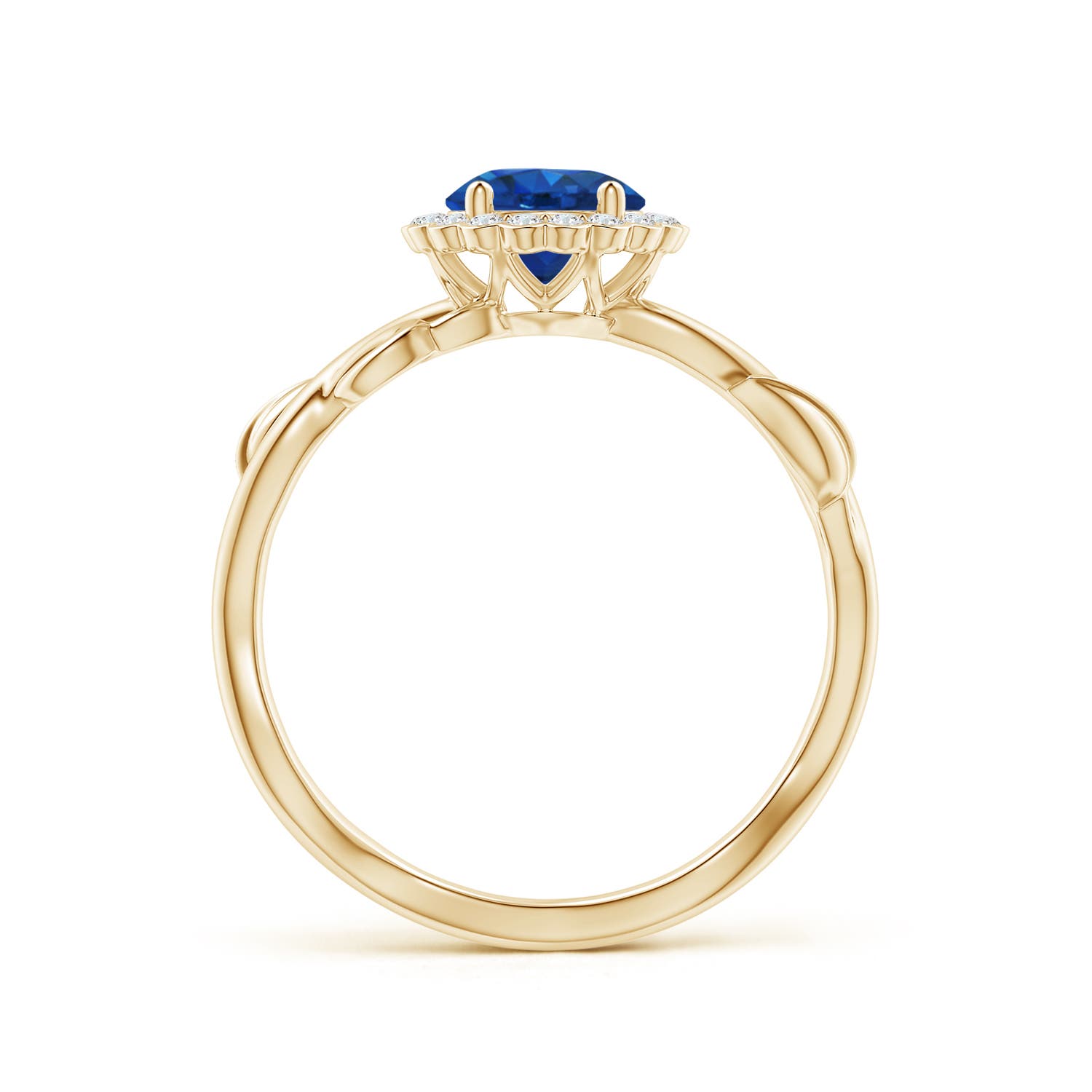 6mm AAA Vintage Inspired Sapphire Flower and Vine Ring in Yellow Gold