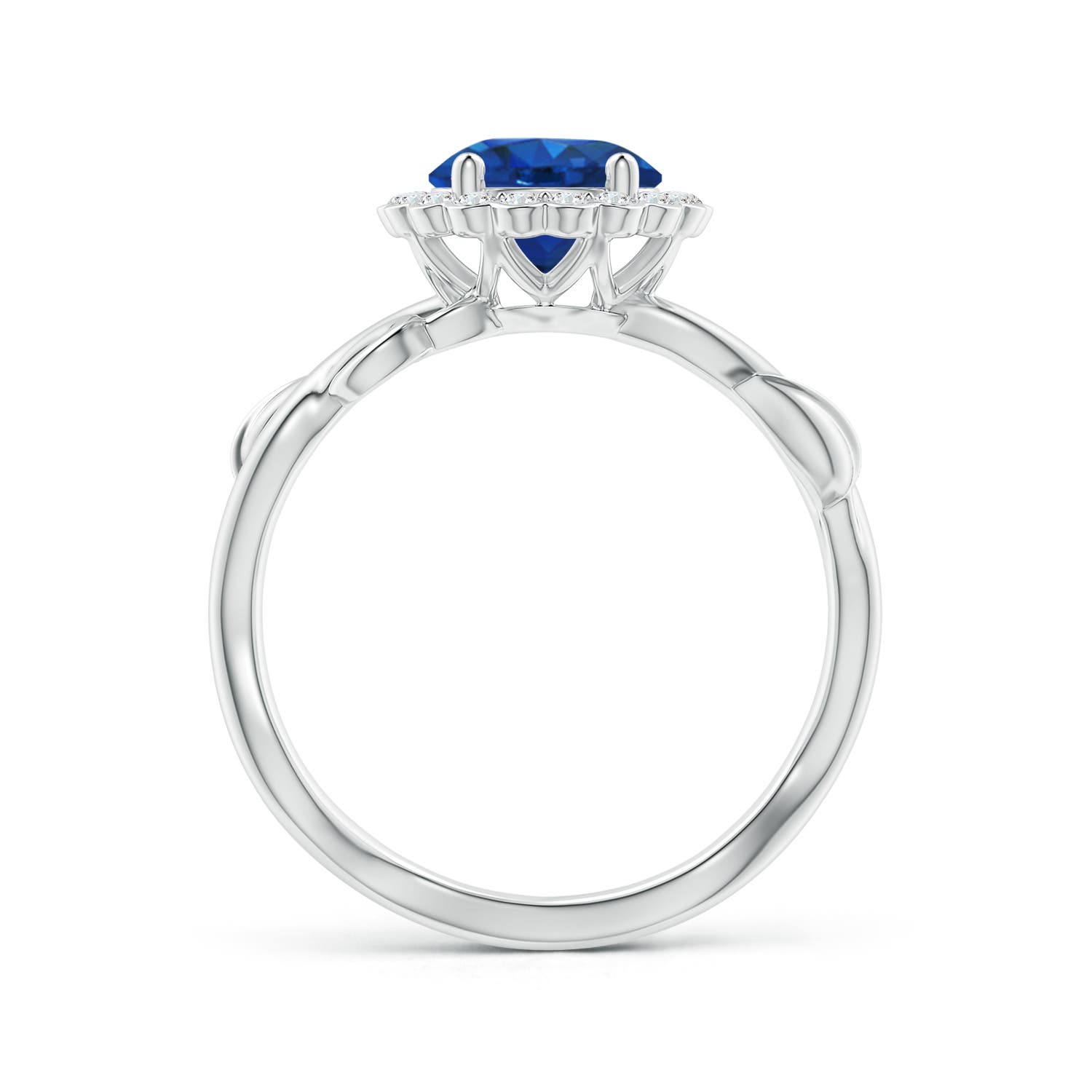 7mm AAA Vintage Inspired Sapphire Flower and Vine Ring in White Gold