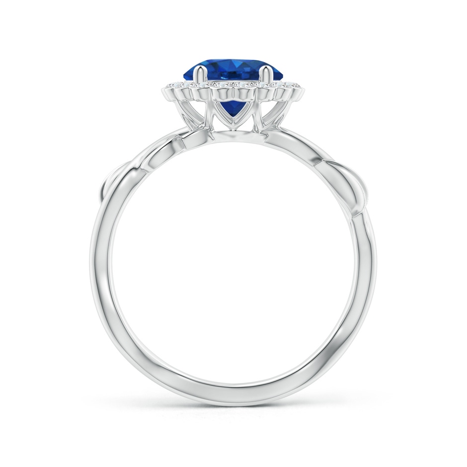 7mm AAA Vintage Inspired Sapphire Flower and Vine Ring in White Gold side-1