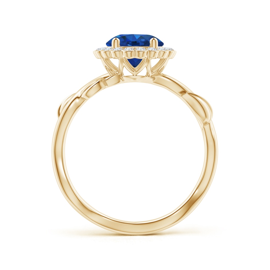 7mm AAA Vintage Inspired Sapphire Flower and Vine Ring in Yellow Gold side-1