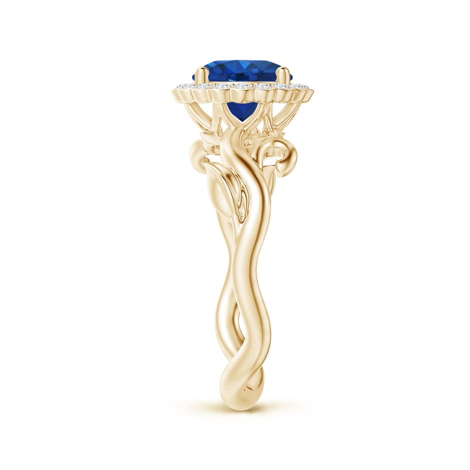 7mm AAA Vintage Inspired Sapphire Flower and Vine Ring in Yellow Gold side-2