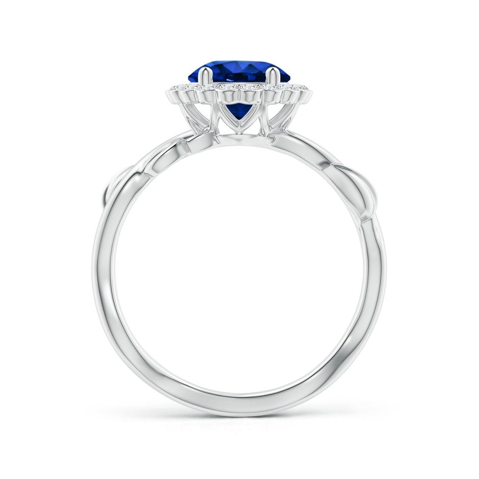 7mm Lab-Grown Vintage Inspired Sapphire Flower and Vine Ring in White Gold side-1