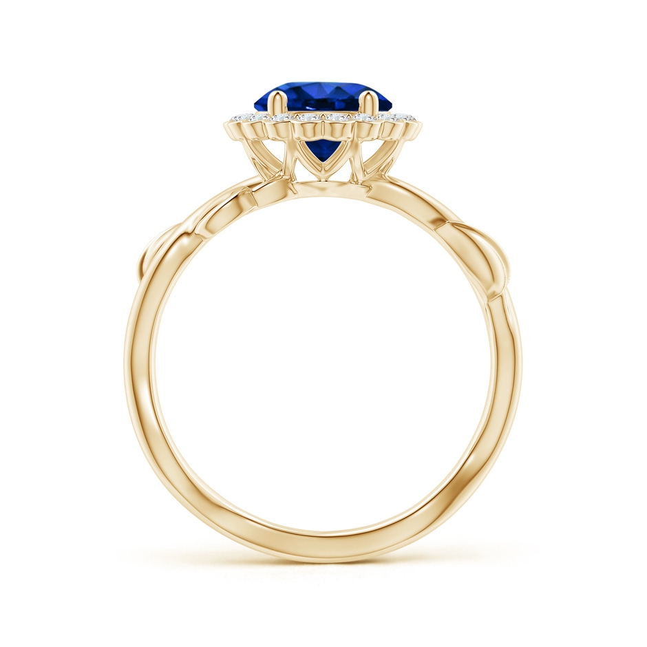 7mm Lab-Grown Vintage Inspired Sapphire Flower and Vine Ring in Yellow Gold side-1