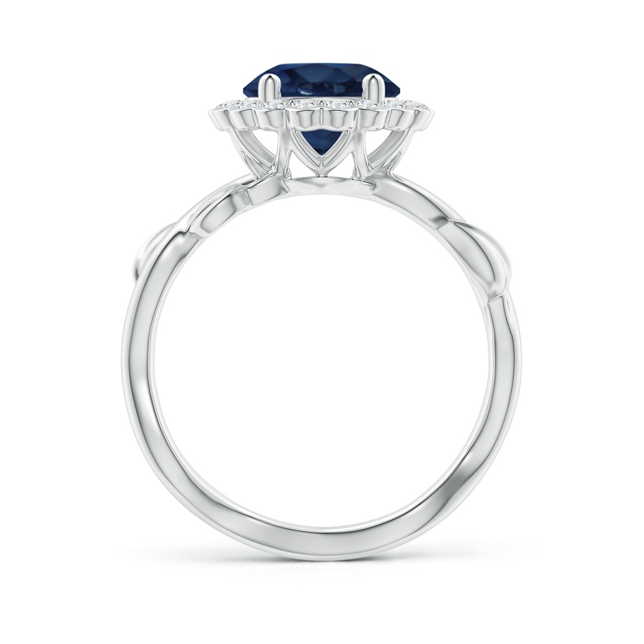 8mm AA Vintage Inspired Sapphire Flower and Vine Ring in White Gold side-1