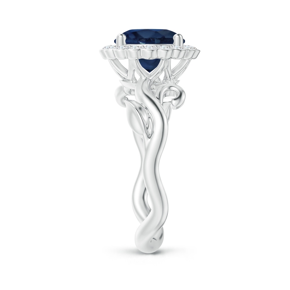 8mm AA Vintage Inspired Sapphire Flower and Vine Ring in White Gold side-2