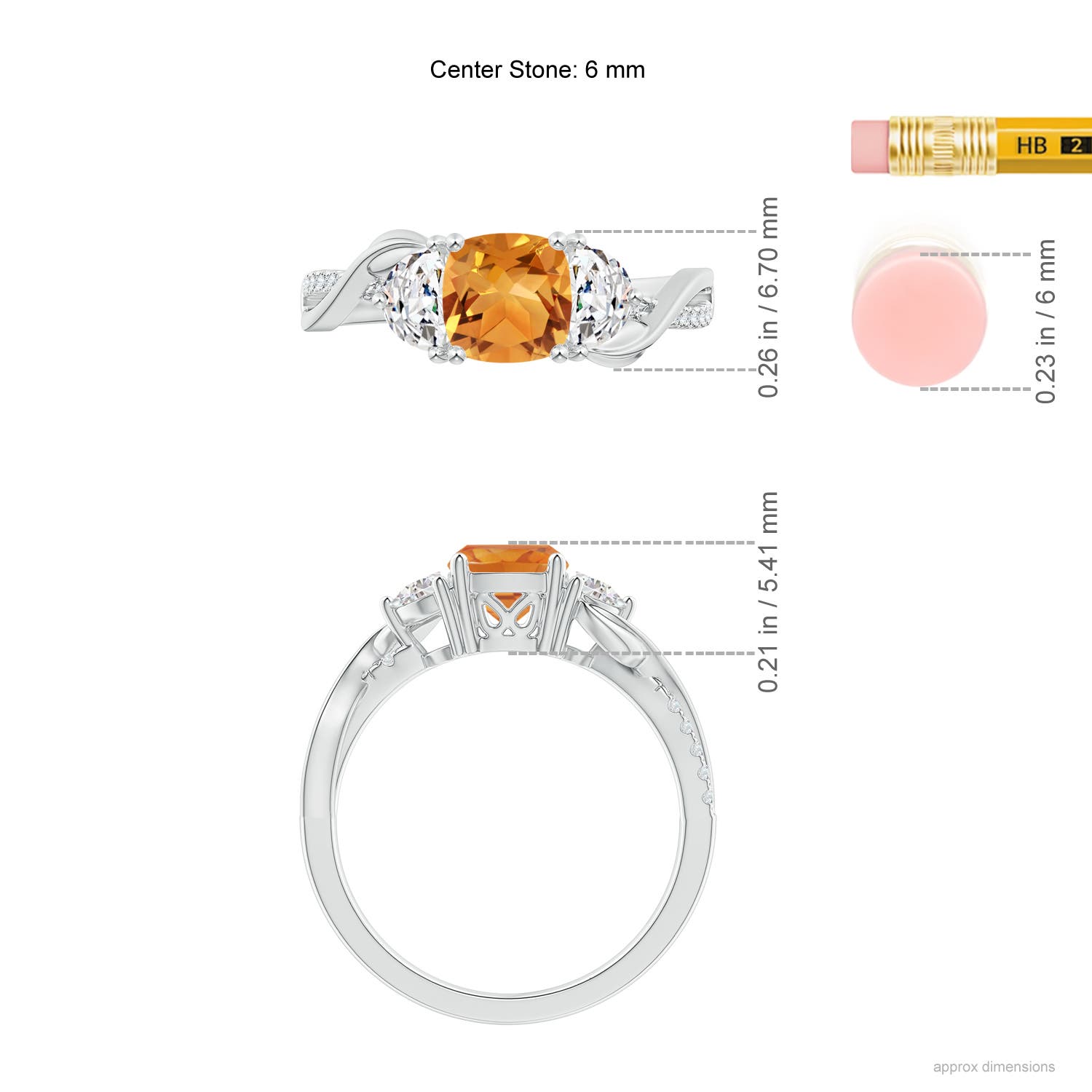 AA - Citrine / 1.28 CT / 14 KT White Gold