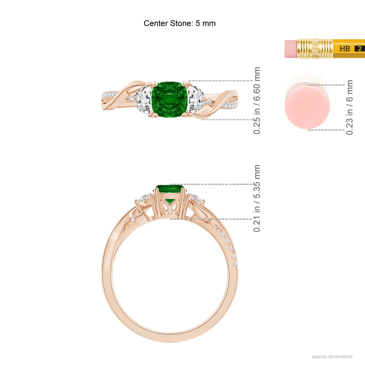 AAAA - Emerald / 1.07 CT / 14 KT Rose Gold