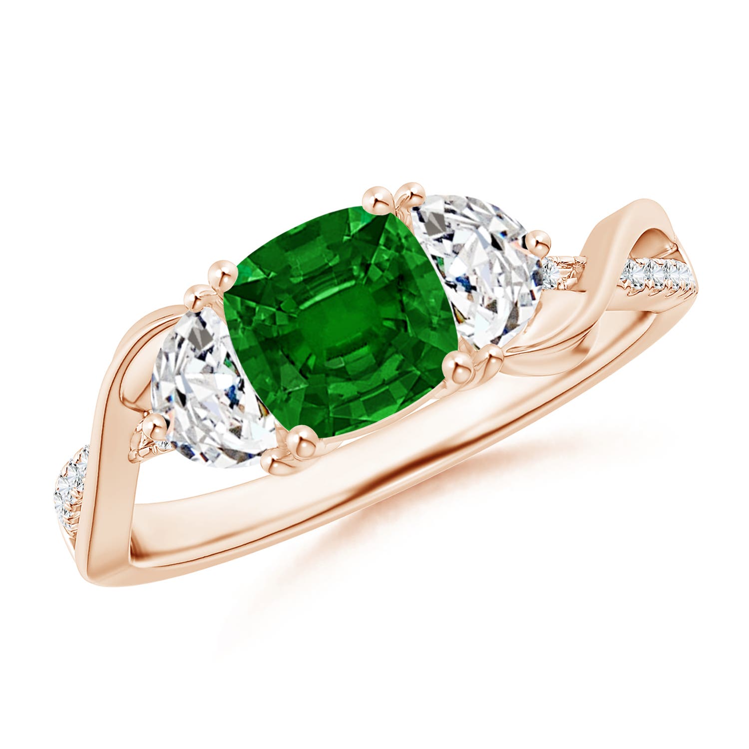 AAAA - Emerald / 1.37 CT / 14 KT Rose Gold