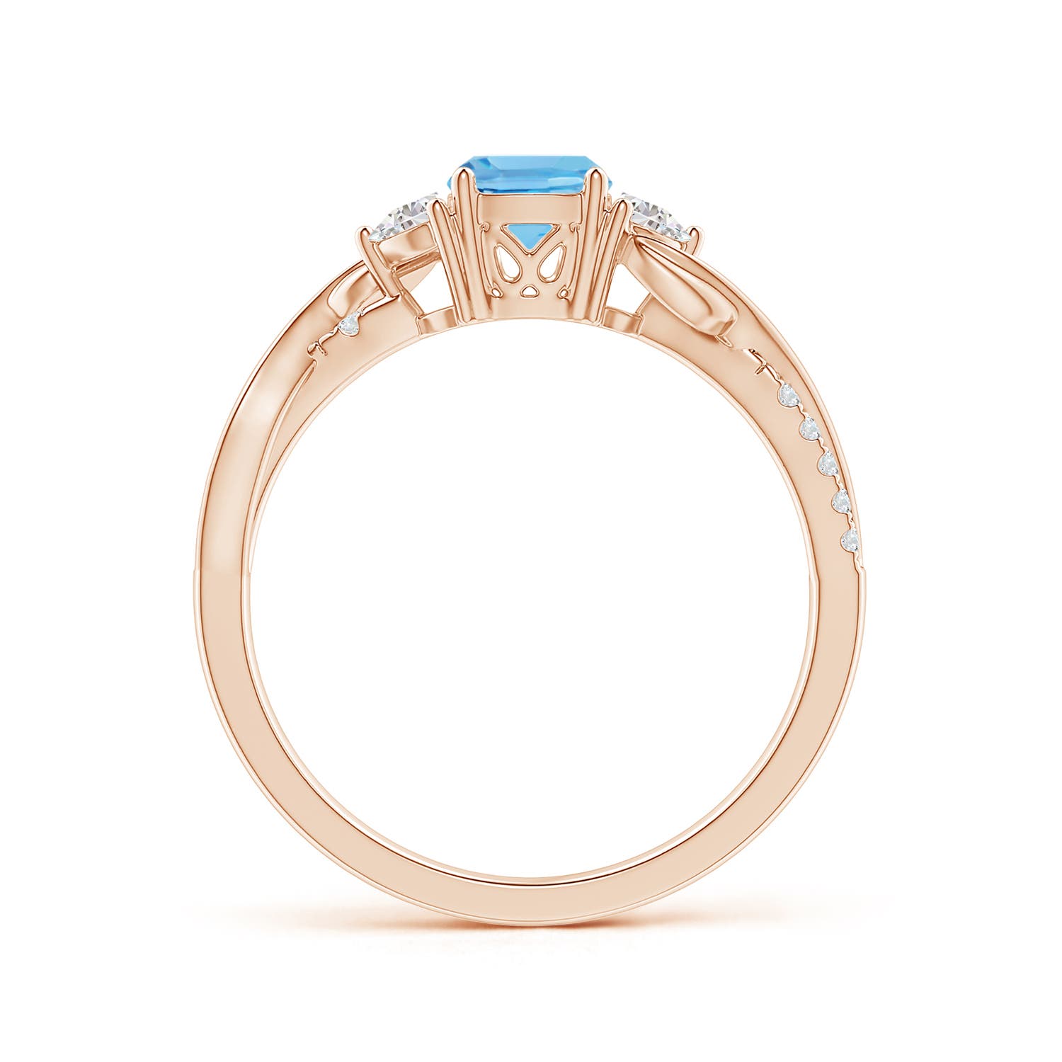 A - Swiss Blue Topaz / 1.08 CT / 14 KT Rose Gold