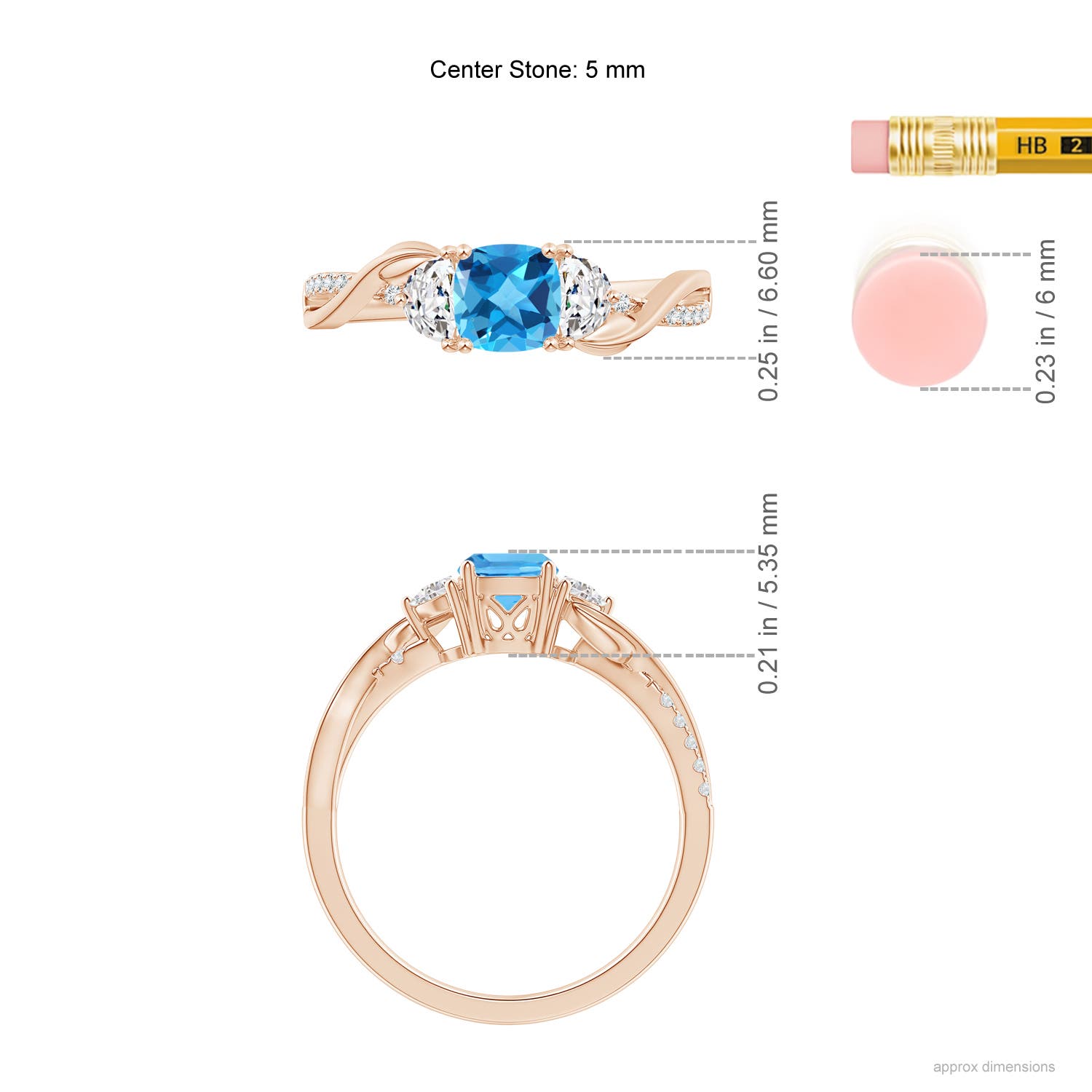 AAA - Swiss Blue Topaz / 1.08 CT / 14 KT Rose Gold