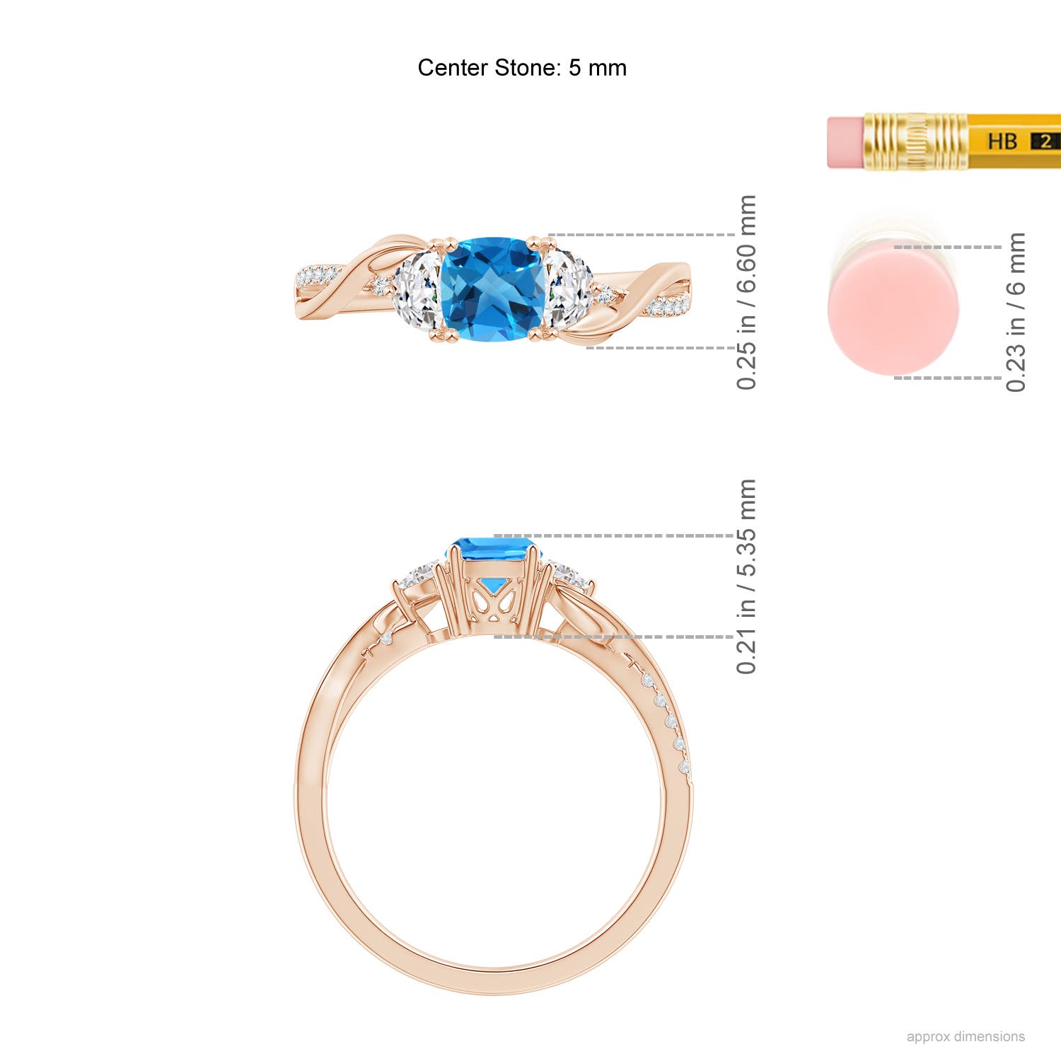 AAAA - Swiss Blue Topaz / 1.08 CT / 14 KT Rose Gold