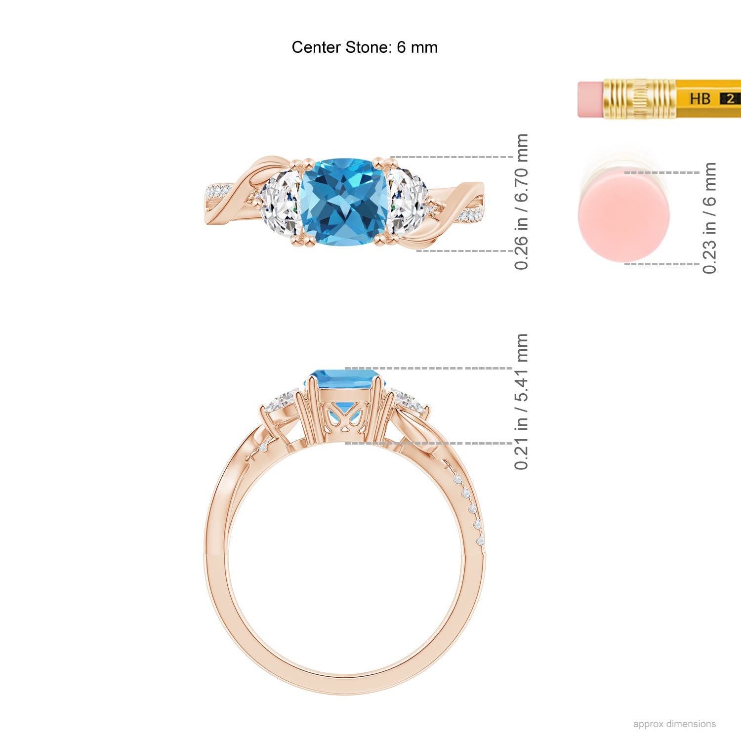 AA - Swiss Blue Topaz / 1.48 CT / 14 KT Rose Gold