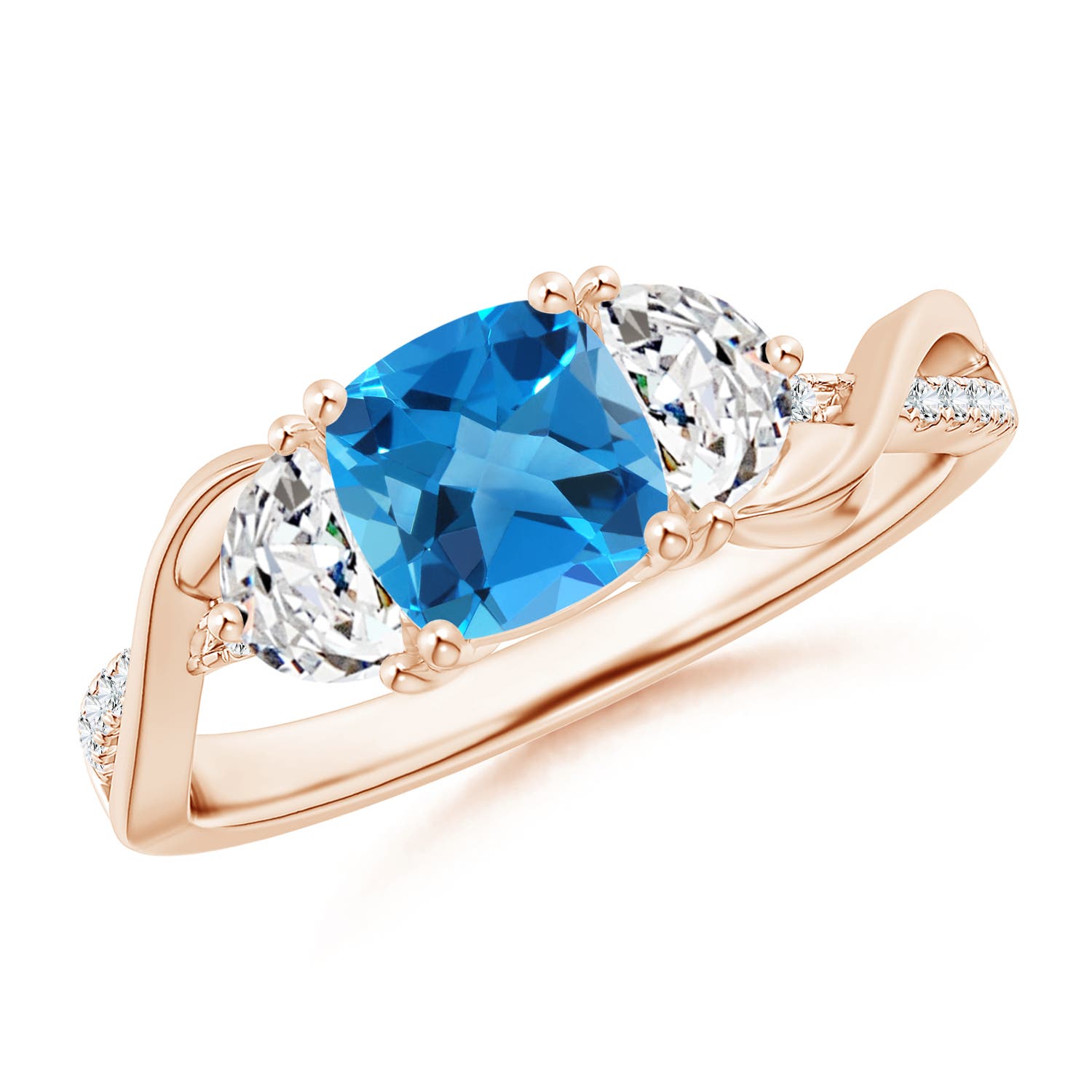 AAAA - Swiss Blue Topaz / 1.48 CT / 14 KT Rose Gold