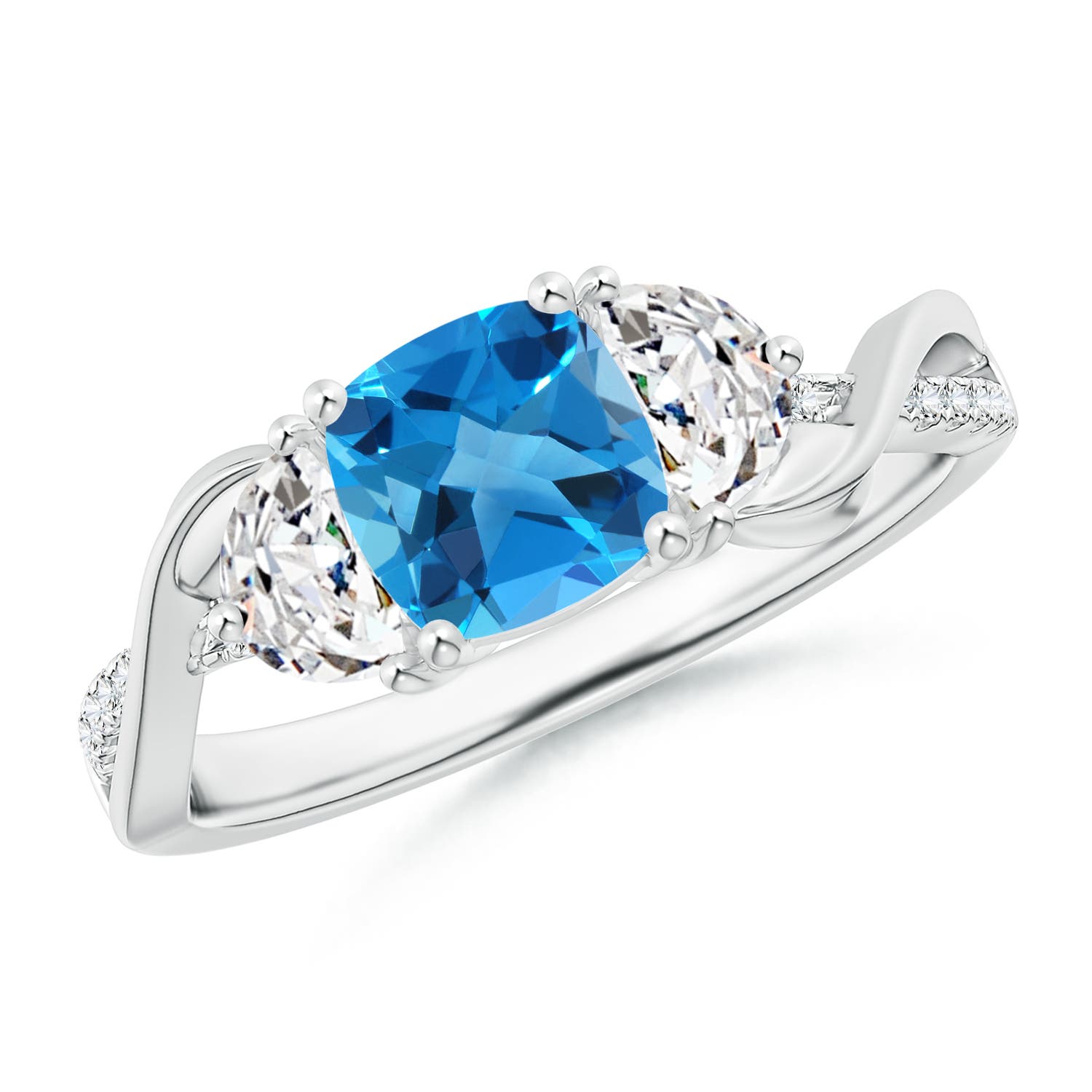 AAAA - Swiss Blue Topaz / 1.48 CT / 14 KT White Gold