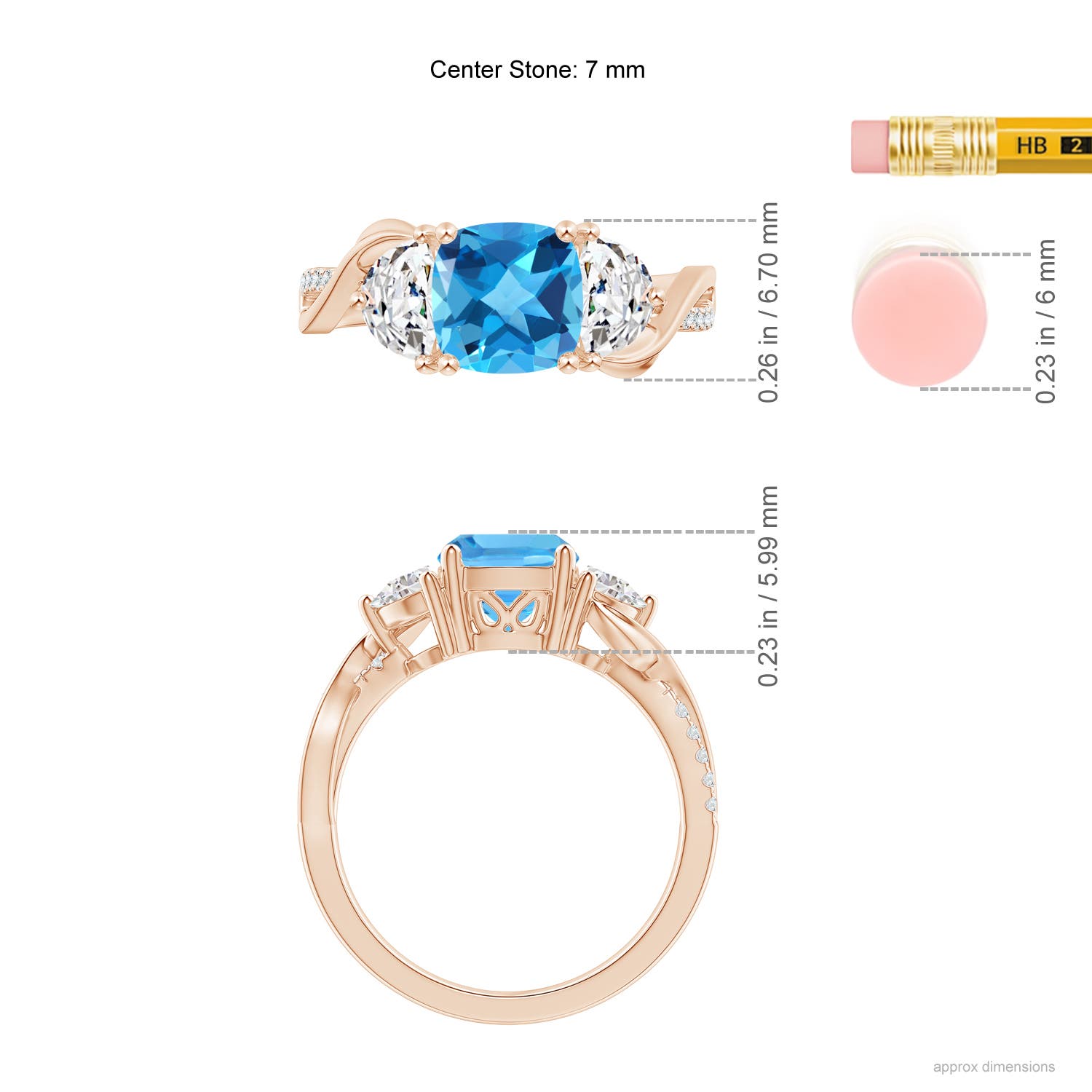 AAA - Swiss Blue Topaz / 2.23 CT / 14 KT Rose Gold