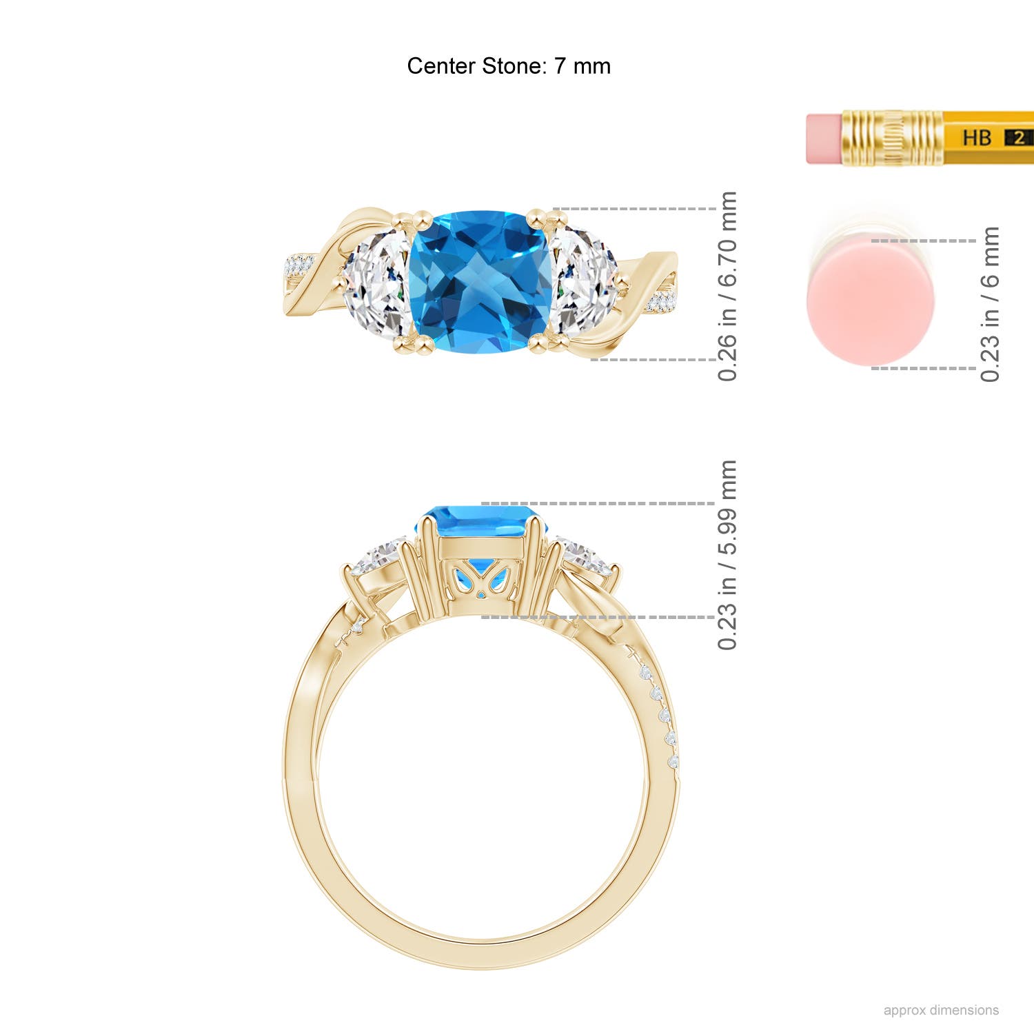 AAAA - Swiss Blue Topaz / 2.23 CT / 14 KT Yellow Gold