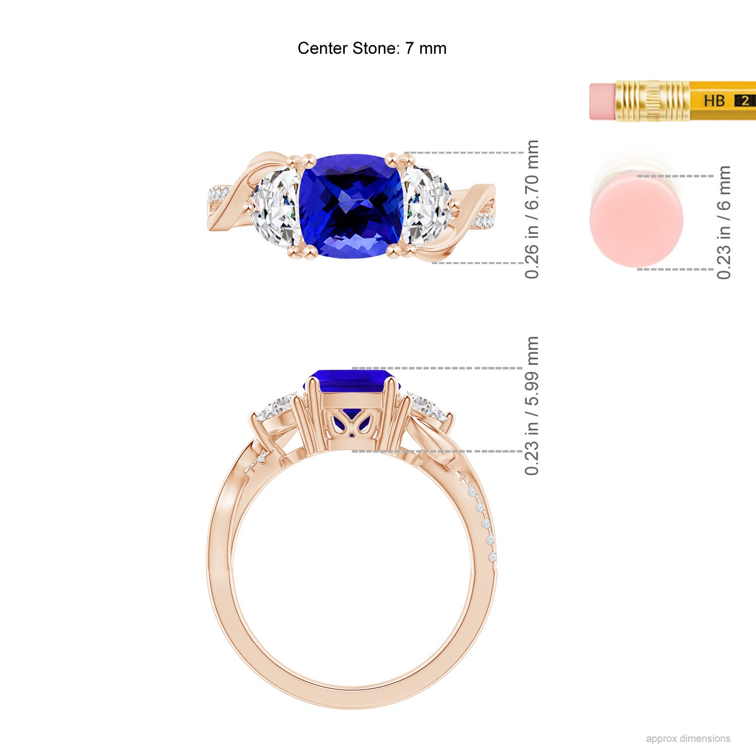 AAAA - Tanzanite / 1.88 CT / 14 KT Rose Gold