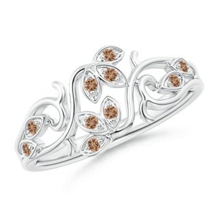 1.3mm AAA Nature Inspired Pave-Set Coffee Diamond Leaf and Vine Ring in P950 Platinum