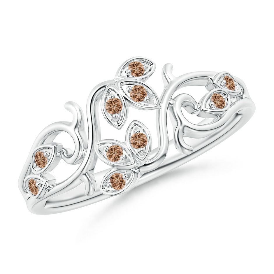 1.3mm AAA Nature Inspired Pave-Set Coffee Diamond Leaf and Vine Ring in P950 Platinum 