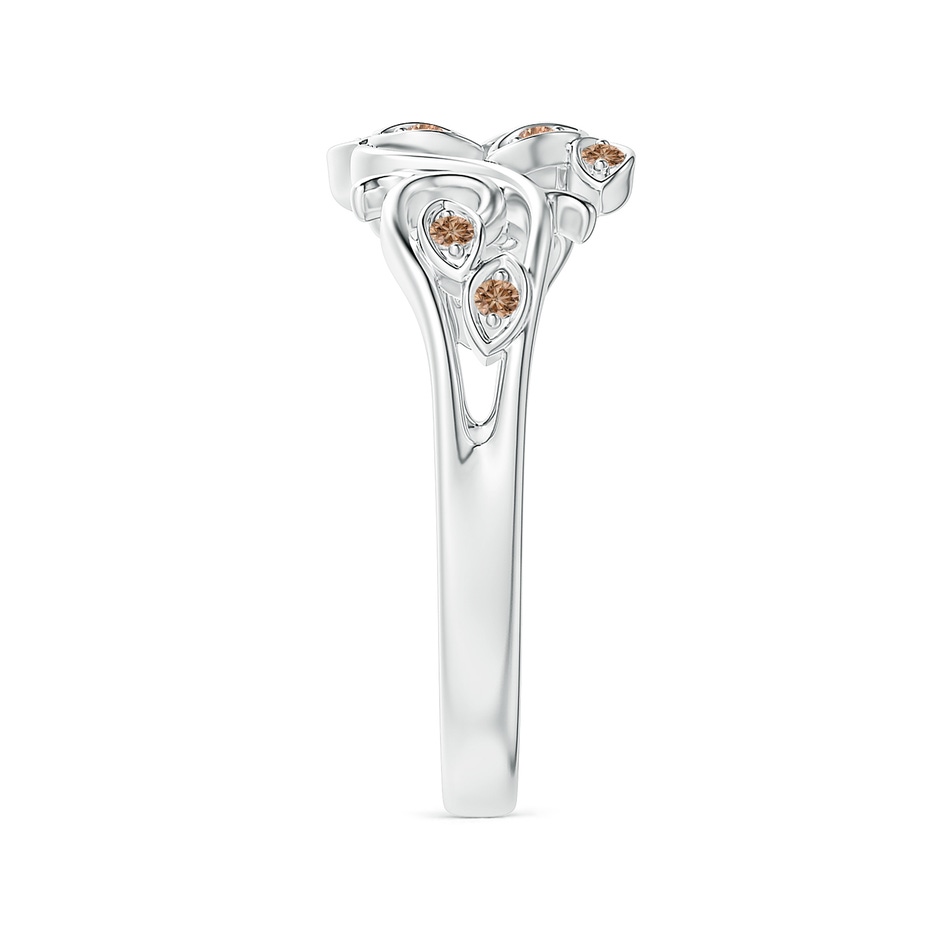 1.3mm AAA Nature Inspired Pave-Set Coffee Diamond Leaf and Vine Ring in P950 Platinum side-2