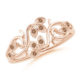 1.3mm AAA Nature Inspired Pave-Set Coffee Diamond Leaf and Vine Ring in Rose Gold
