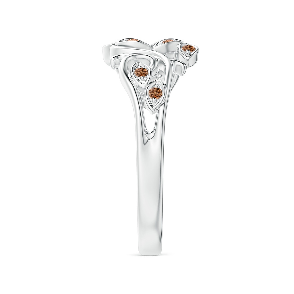 1.3mm AAAA Nature Inspired Pave-Set Coffee Diamond Leaf and Vine Ring in White Gold Side-2