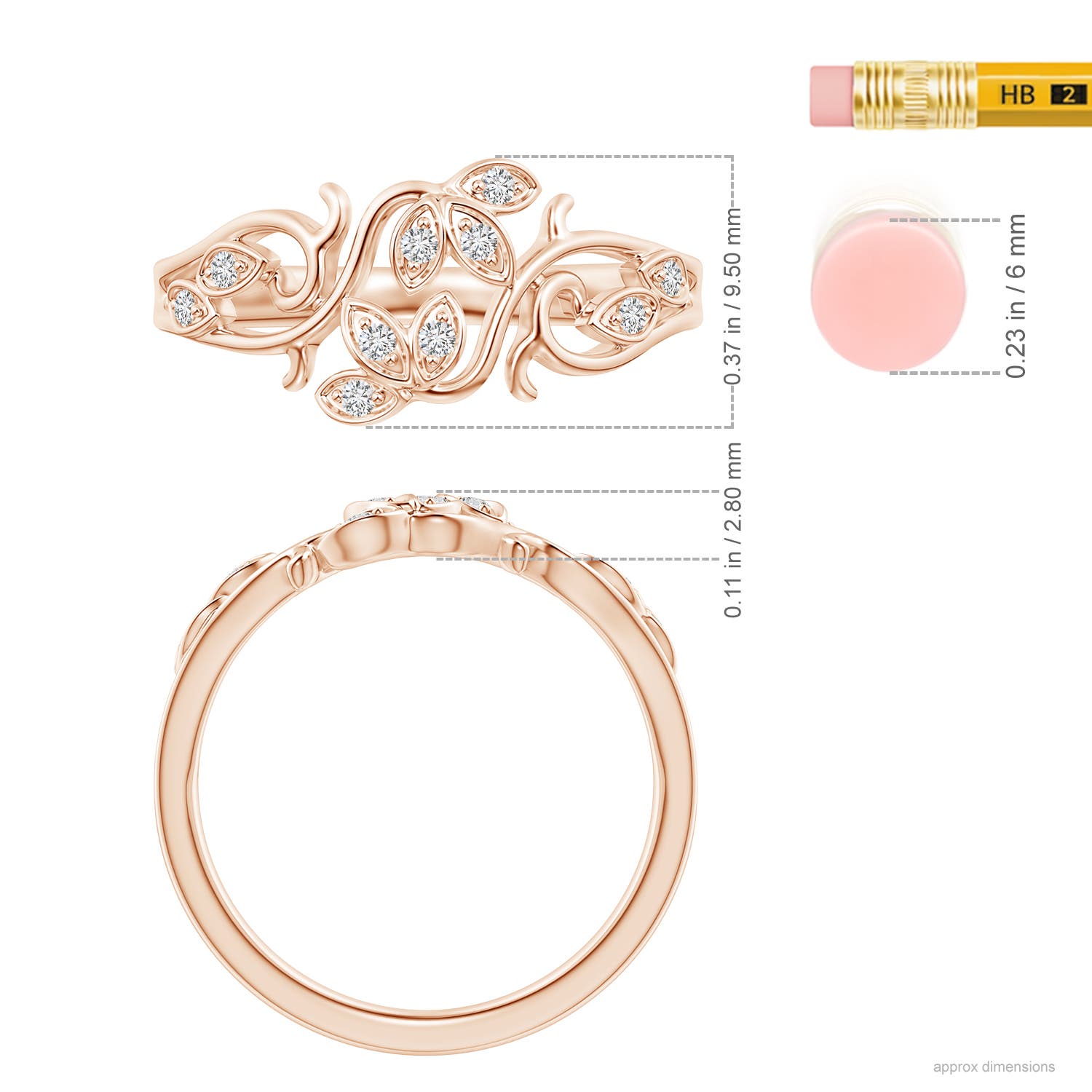 H, SI2 / 0.1 CT / 14 KT Rose Gold