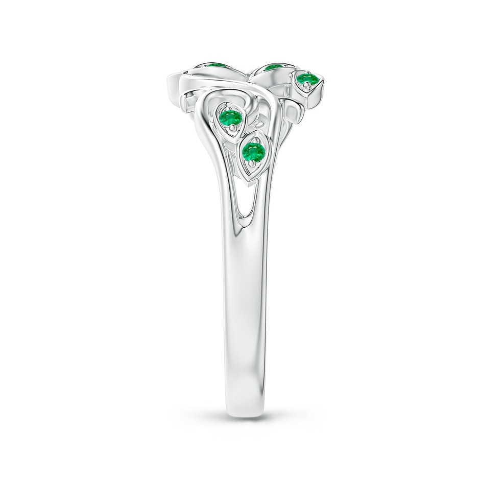1.3mm AAA Nature Inspired Pavé-Set Emerald Leaf and Vine Ring in White Gold side-2