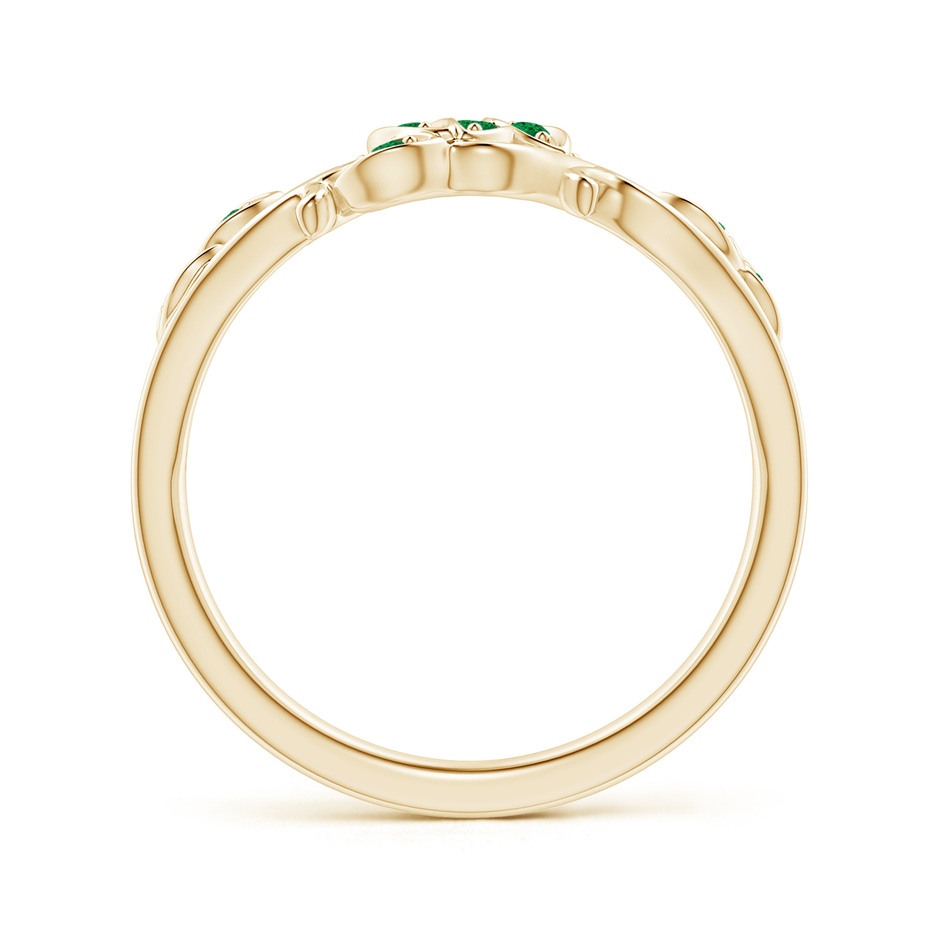 1.3mm AAA Nature Inspired Pavé-Set Emerald Leaf and Vine Ring in Yellow Gold side-1