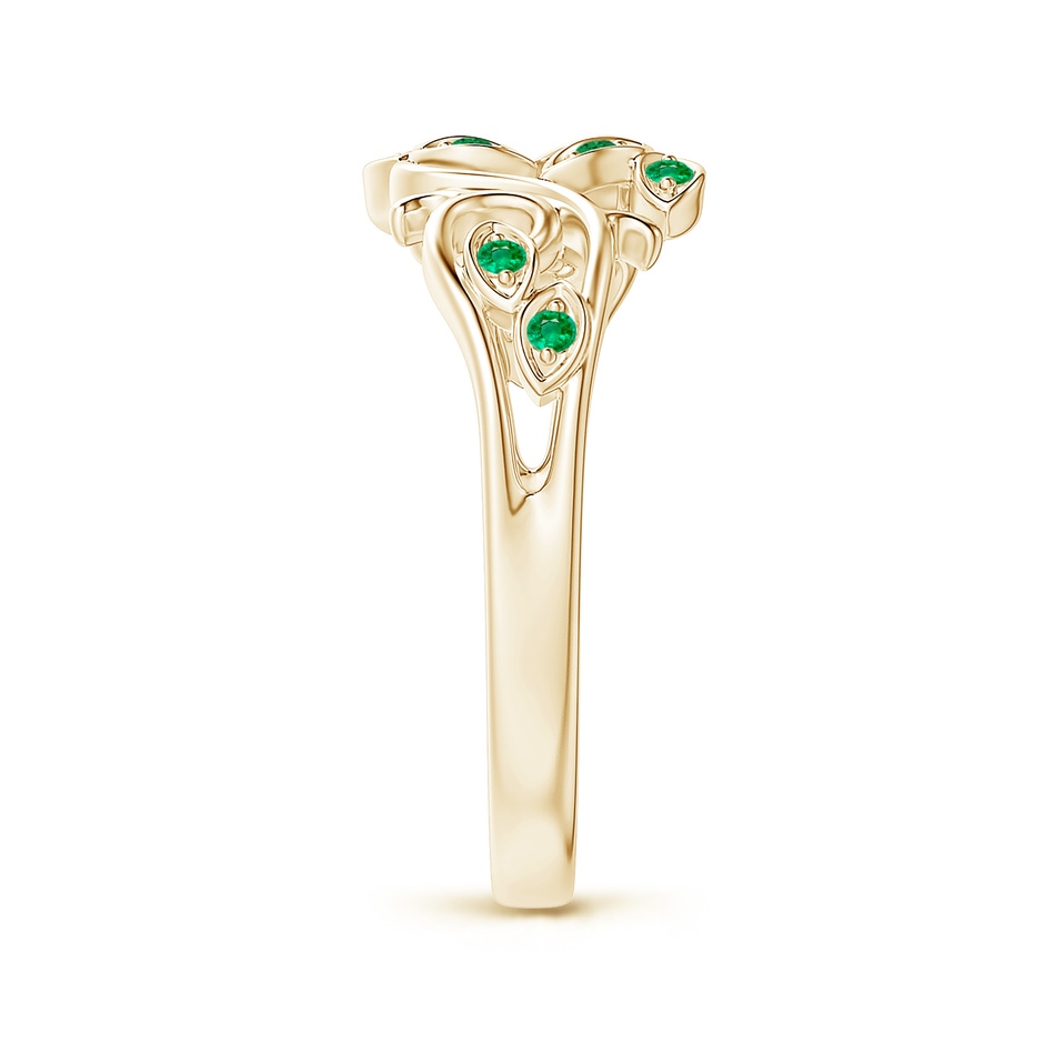 1.3mm AAA Nature Inspired Pavé-Set Emerald Leaf and Vine Ring in Yellow Gold side-2