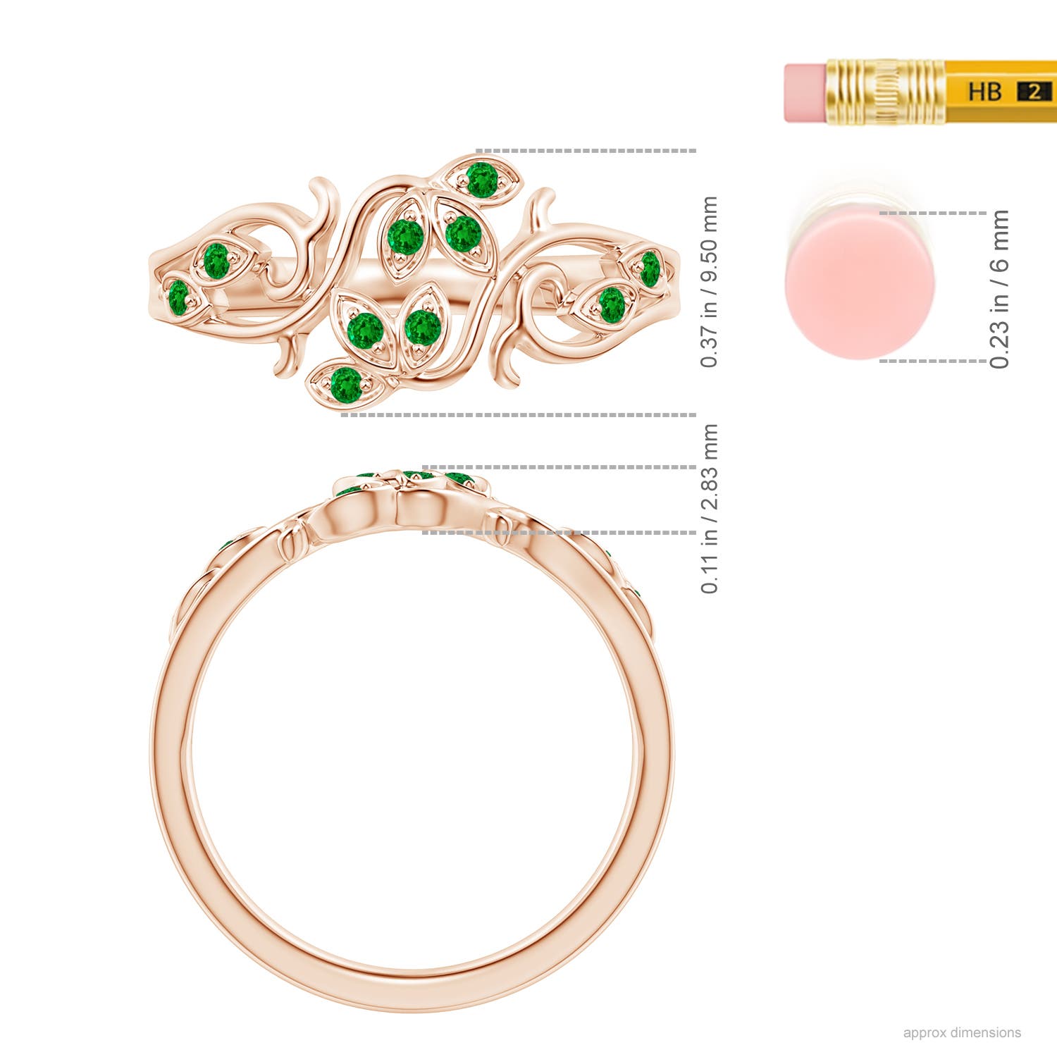 AAAA - Emerald / 0.15 CT / 14 KT Rose Gold