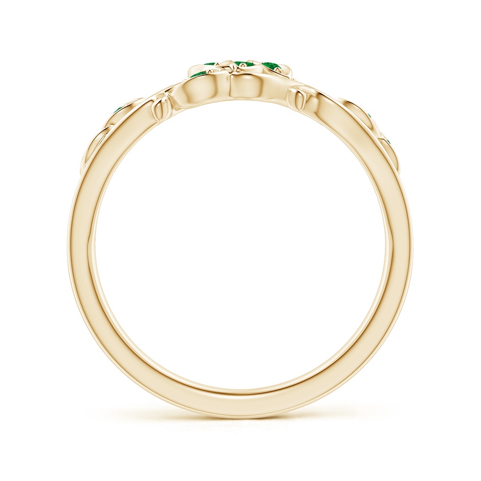 1.3mm AAAA Nature Inspired Pavé-Set Emerald Leaf and Vine Ring in Yellow Gold side-1