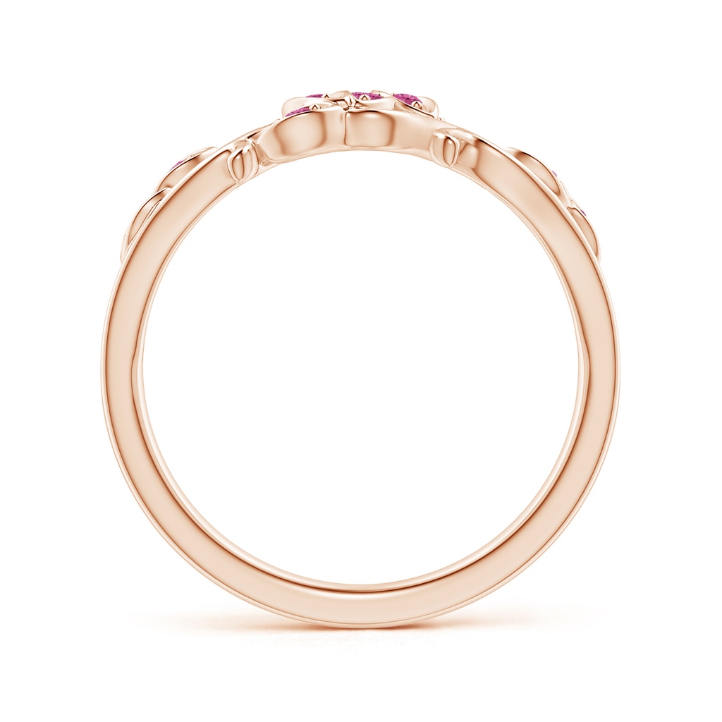 1.3mm AAAA Nature Inspired Pavé-Set Pink Sapphire Leaf and Vine Ring in Rose Gold Side-1
