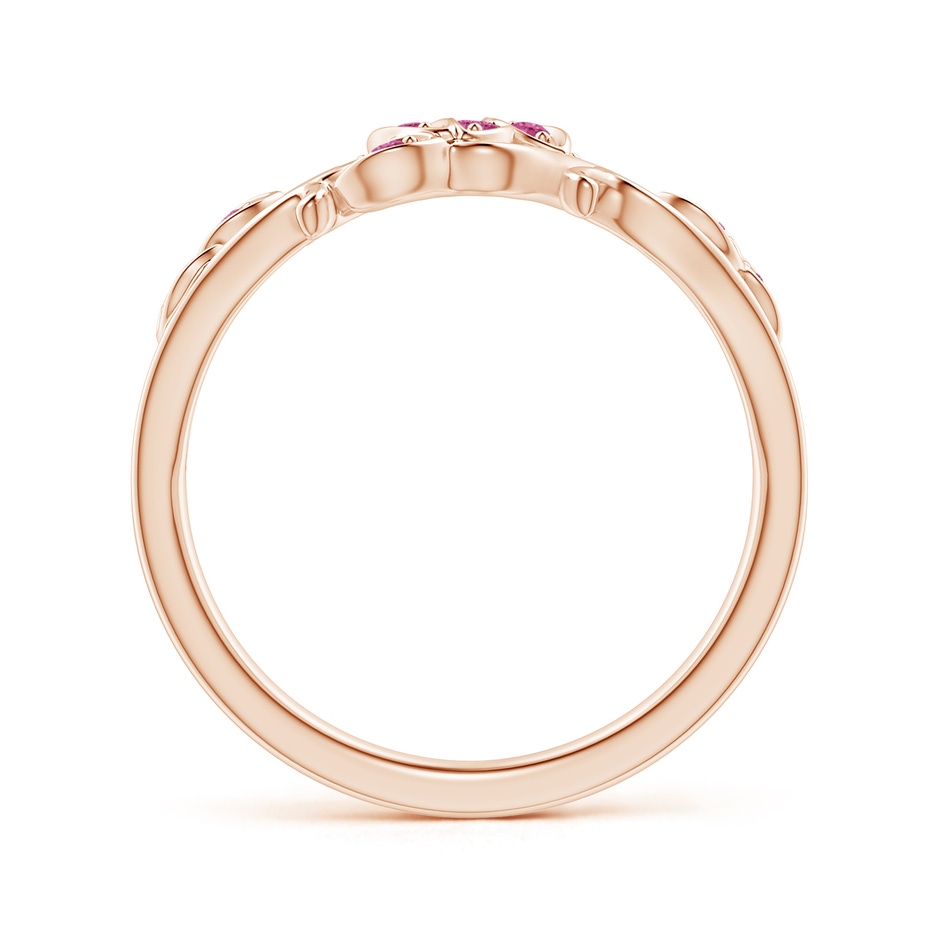 1.3mm AAAA Nature Inspired Pavé-Set Pink Sapphire Leaf and Vine Ring in Rose Gold side-1