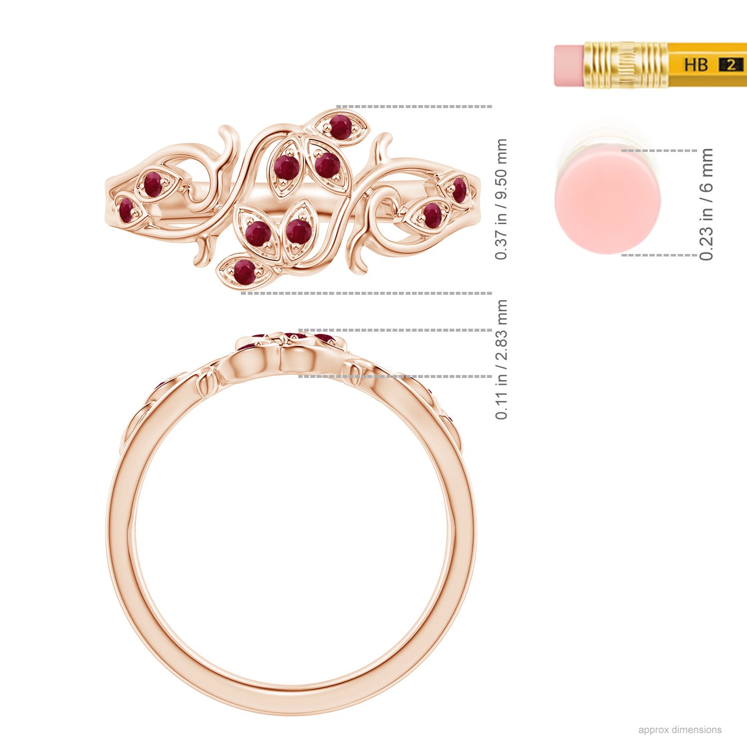 A - Ruby / 0.15 CT / 14 KT Rose Gold