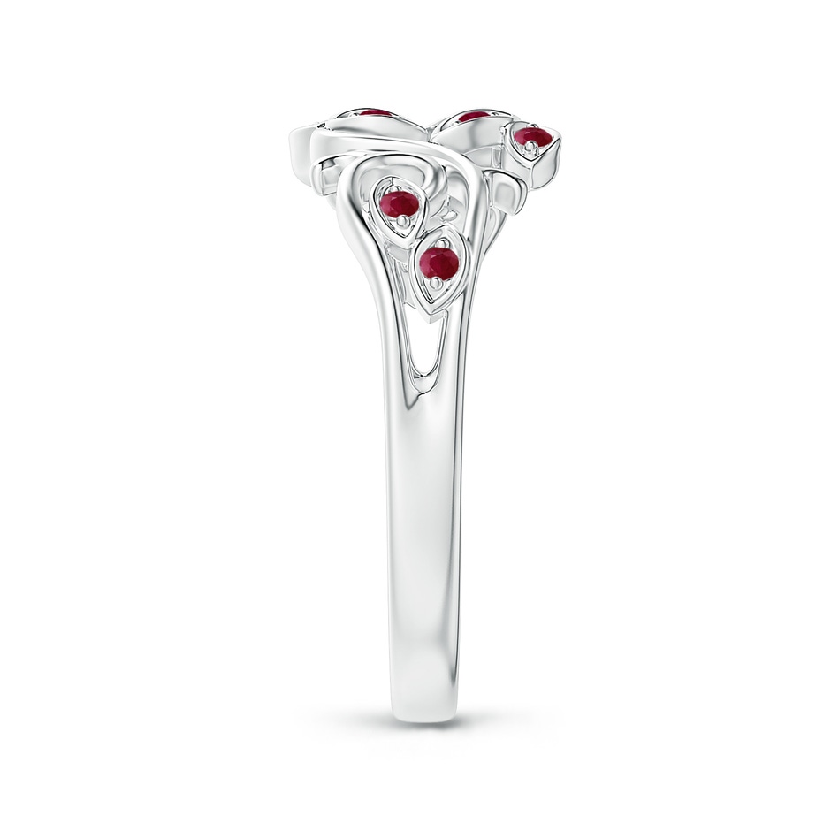 1.3mm A Nature Inspired Pavé-Set Ruby Leaf and Vine Ring in White Gold side-2