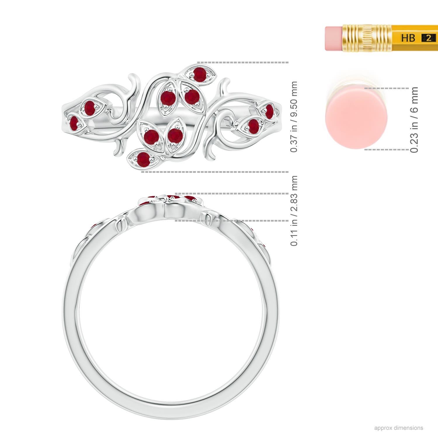 AA - Ruby / 0.15 CT / 14 KT White Gold