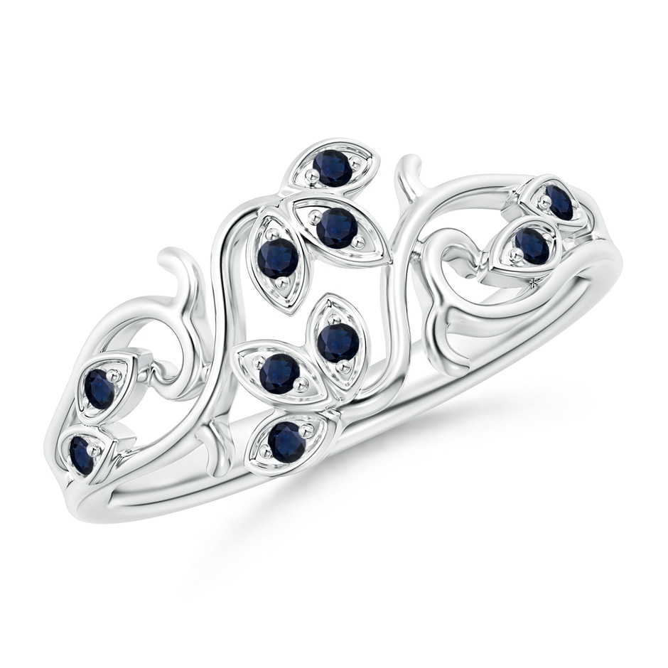 1.3mm A Nature Inspired Pavé-Set Sapphire Leaf and Vine Ring in 9K White Gold 