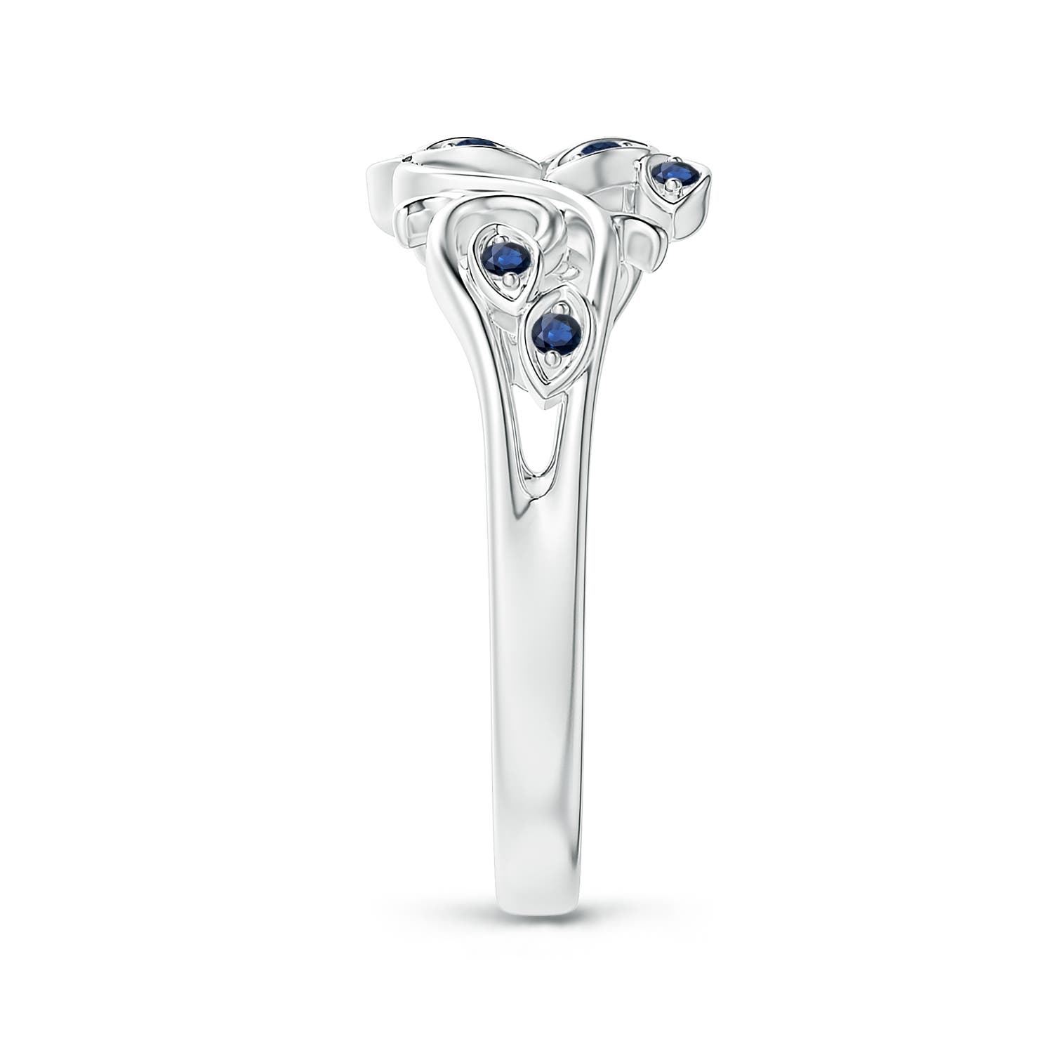 AA - Blue Sapphire / 0.12 CT / 14 KT White Gold