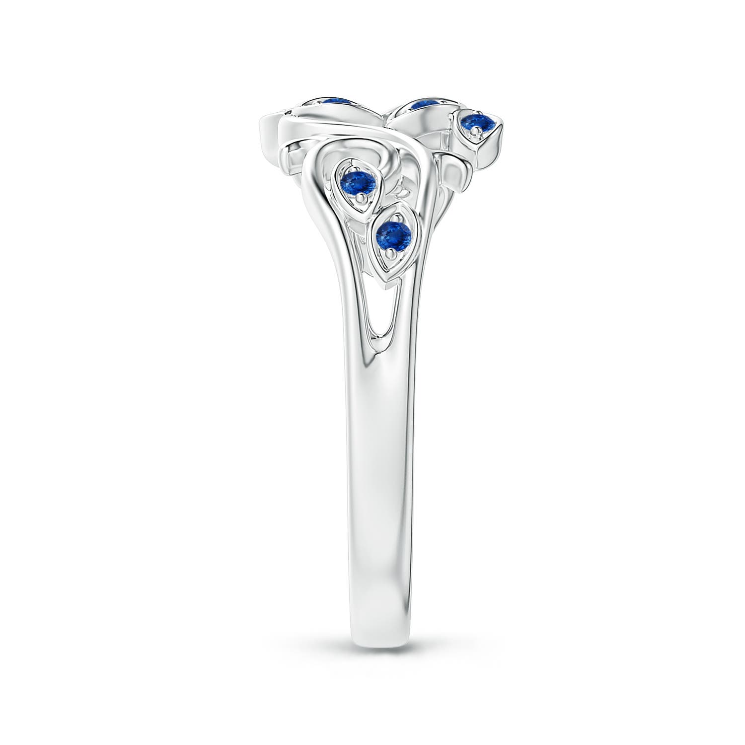 AAA - Blue Sapphire / 0.12 CT / 14 KT White Gold