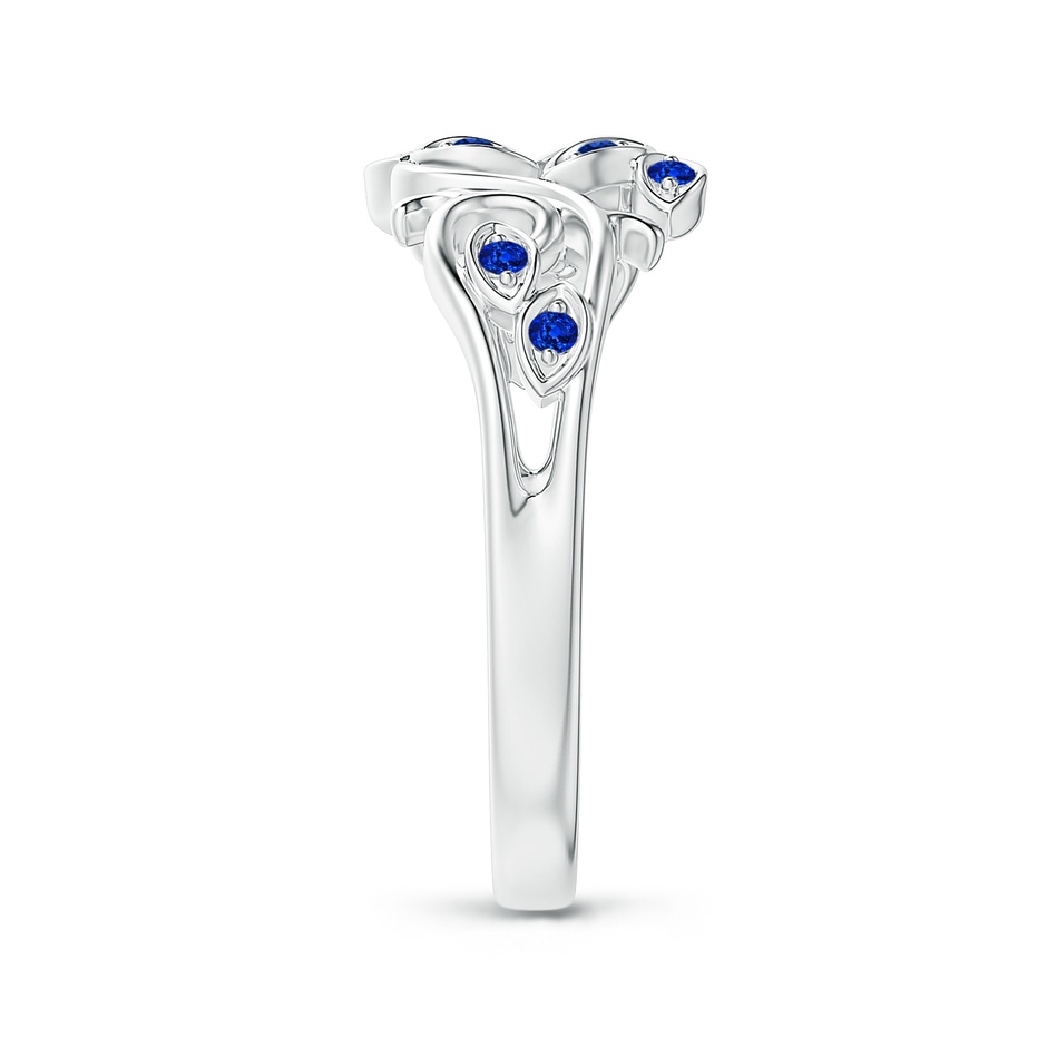 1.3mm AAAA Nature Inspired Pavé-Set Sapphire Leaf and Vine Ring in 10K White Gold side 2