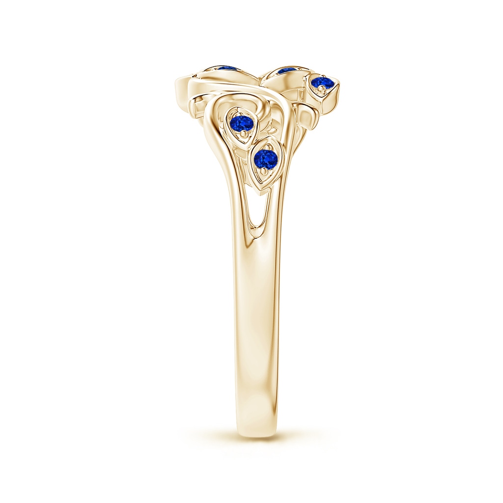 1.3mm AAAA Nature Inspired Pavé-Set Sapphire Leaf and Vine Ring in Yellow Gold Side-2